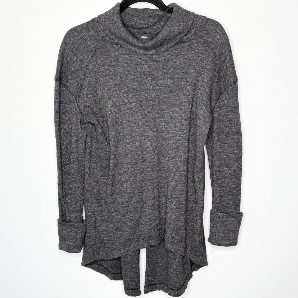 We The Free Free People Charcoal Gray Cowl Neck High Low Tunic Top Small